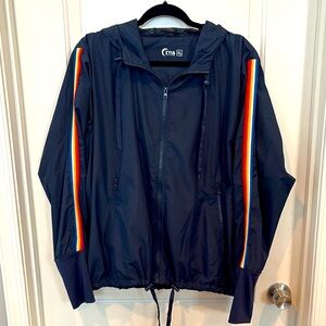 Zyia | Navy Blue Rainbow Mesh Windbreaker | Size XL
